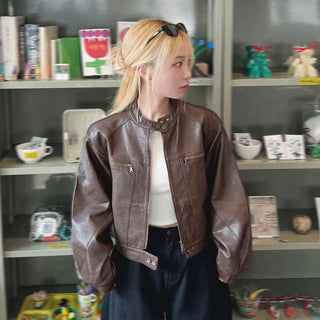 Eder Bike Crop Leather Jacket