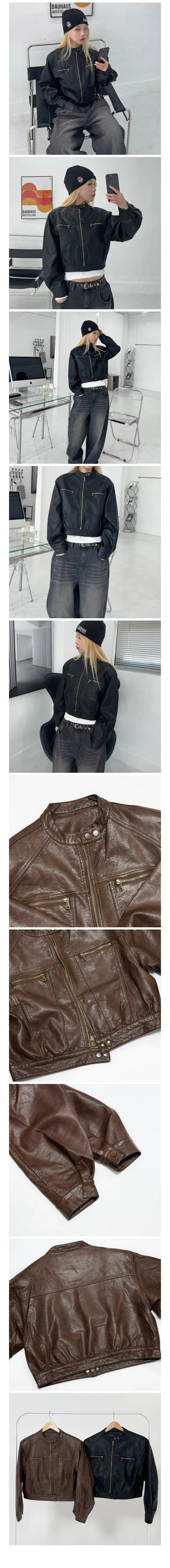 Eder Bike Crop Leather Jacket