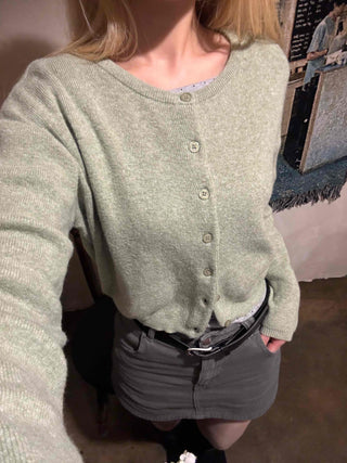 Soft Round Neck Loose Fit Basic Cardigan