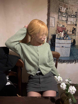 Soft Round Neck Loose Fit Basic Cardigan