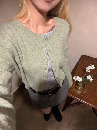 Soft Round Neck Loose Fit Basic Cardigan