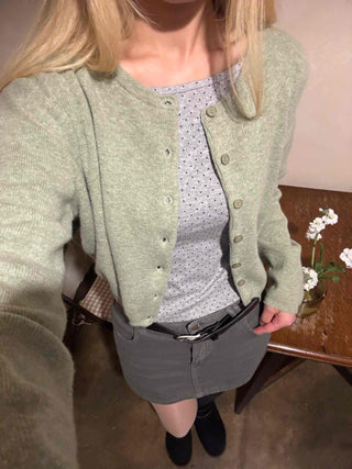 Soft Round Neck Loose Fit Basic Cardigan
