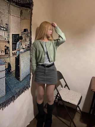 Soft Round Neck Loose Fit Basic Cardigan