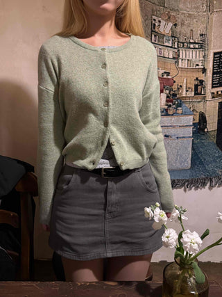 Soft Round Neck Loose Fit Basic Cardigan