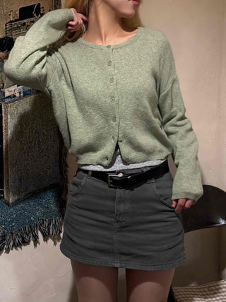 Soft Round Neck Loose Fit Basic Cardigan