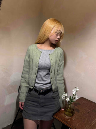 Soft Round Neck Loose Fit Basic Cardigan