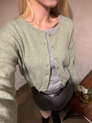 Soft Round Neck Loose Fit Basic Cardigan