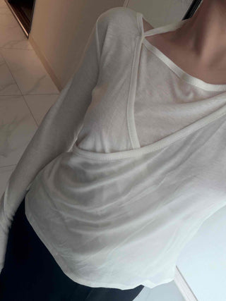 See-through Wrap Halter Slim Fit Long Sleeve T-shirt