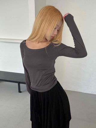 See-through Mesh Halter Camisole Layered Long Sleeve T-shirt