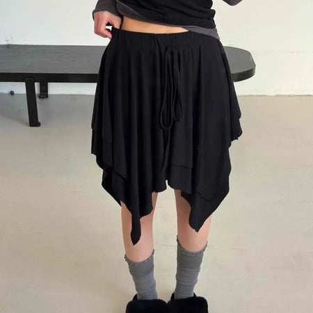 Asymmetrical Handkerchief Elastic Waist Midi Skirt
