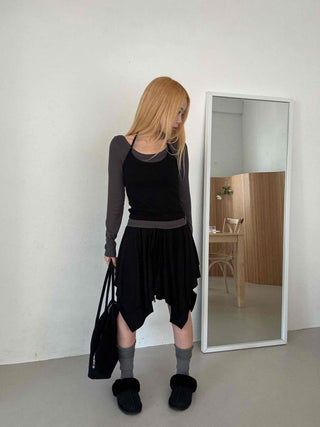 Asymmetrical Handkerchief Elastic Waist Midi Skirt