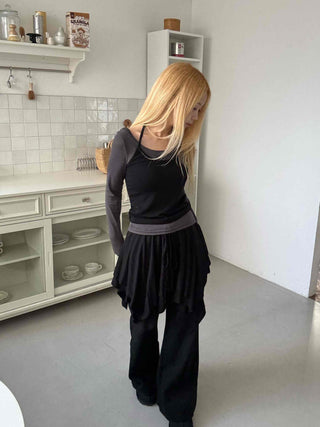 Asymmetrical Handkerchief Elastic Waist Midi Skirt