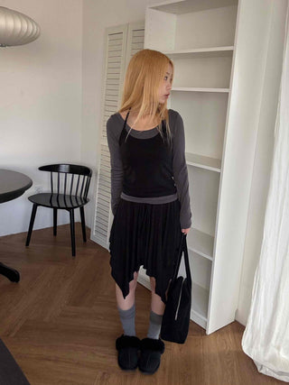 Asymmetrical Handkerchief Elastic Waist Midi Skirt