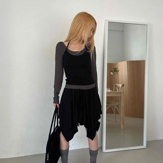 Asymmetrical Handkerchief Elastic Waist Midi Skirt