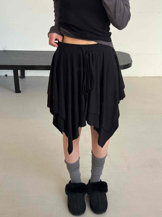 Asymmetrical Handkerchief Elastic Waist Midi Skirt