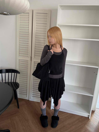 Asymmetrical Handkerchief Elastic Waist Midi Skirt