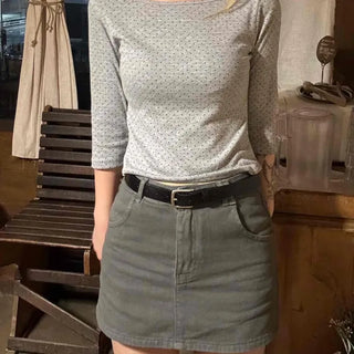Basic Cotton Denim Mini Skirt