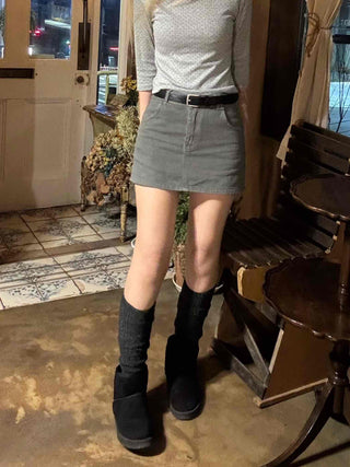 Basic Cotton Denim Mini Skirt