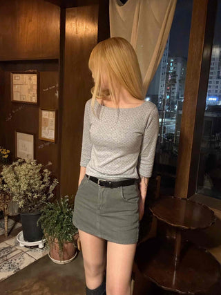 Basic Cotton Denim Mini Skirt