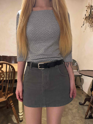 Basic Cotton Denim Mini Skirt