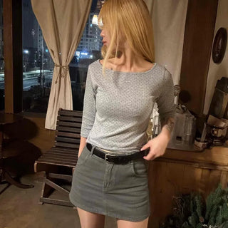 Basic Cotton Denim Mini Skirt