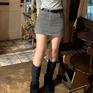 Basic Cotton Denim Mini Skirt