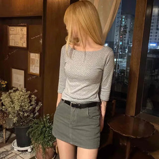 Basic Cotton Denim Mini Skirt