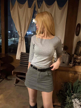 Basic Cotton Denim Mini Skirt