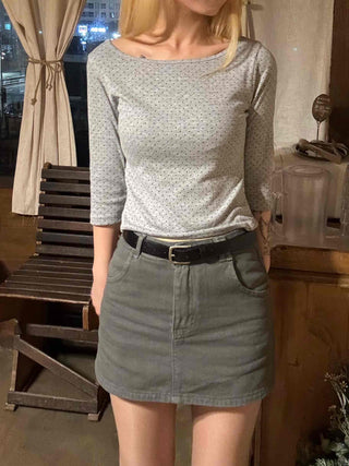 Basic Cotton Denim Mini Skirt