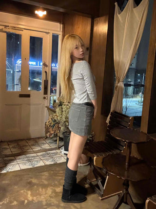Basic Cotton Denim Mini Skirt