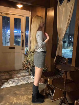Basic Cotton Denim Mini Skirt
