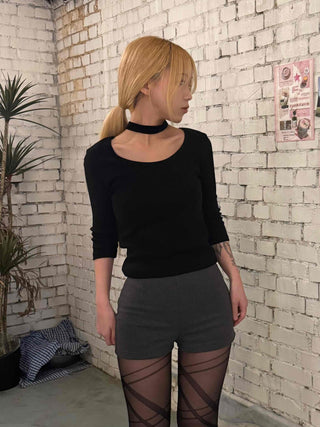 Body-fit High-waisted Elastic Tailored Shorts