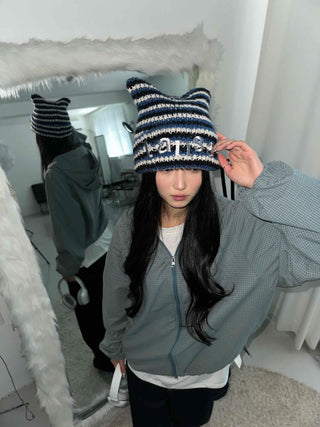 Fleece-lined hidden hood oversized zip-up windbreaker