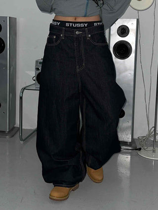 Low Stitch Balloon Fit Wide Denim Pants