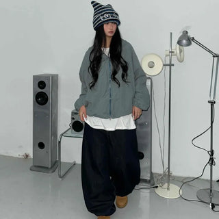 Low Stitch Balloon Fit Wide Denim Pants