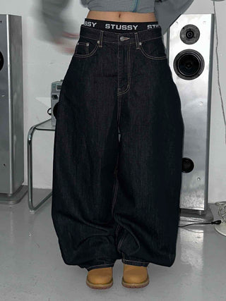 Low Stitch Balloon Fit Wide Denim Pants
