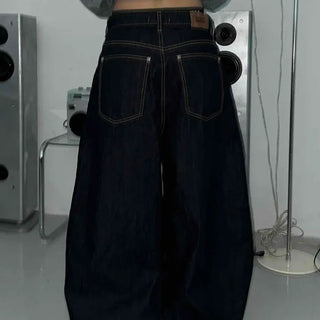 Low Stitch Balloon Fit Wide Denim Pants