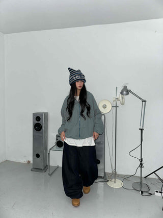 Low Stitch Balloon Fit Wide Denim Pants