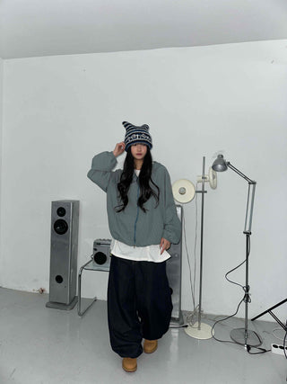 Low Stitch Balloon Fit Wide Denim Pants
