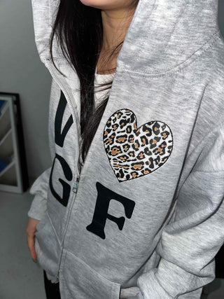 GF Lettering Oversized Hoodie Long Zip-up
