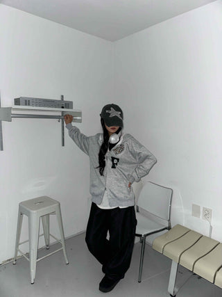 GF Lettering Oversized Hoodie Long Zip-up