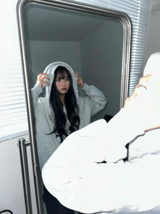 GF Lettering Oversized Hoodie Long Zip-up