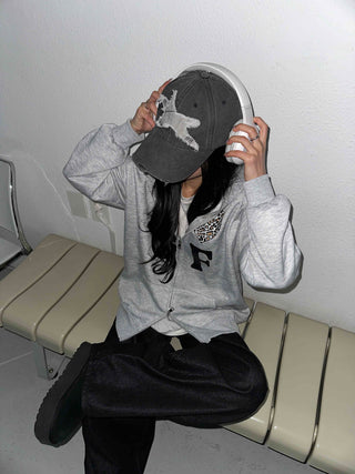 GF Lettering Oversized Hoodie Long Zip-up