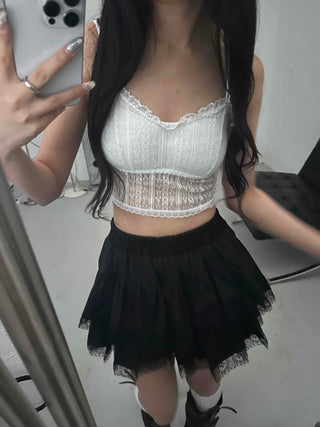 Delicate Fit Lace See-through Camisole Crop Sleeveless