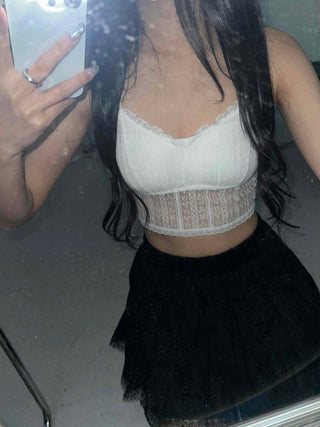 Delicate Fit Lace See-through Camisole Crop Sleeveless