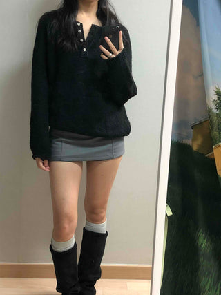 Belt-Detailed Low-Rise Pintuck Mini Skirt