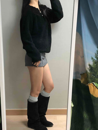 Belt-Detailed Low-Rise Pintuck Mini Skirt