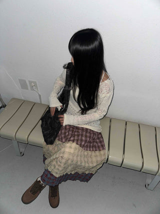 Multi-color shirred tiered flare long skirt
