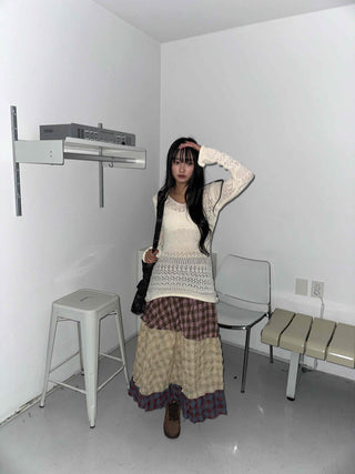 Feminine Two-Way Crochet Layered Knit Dress