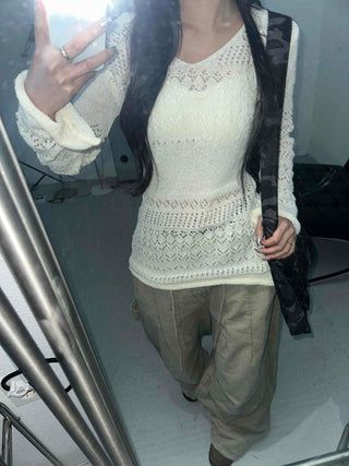 Feminine Two-Way Crochet Layered Knit Dress